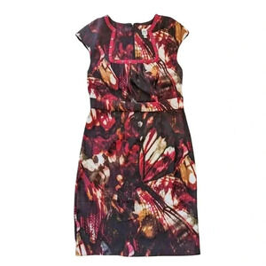 Abstract Stretch Sheath Dress Size 14